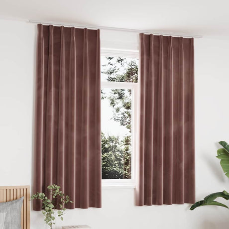 Vidaxl rideaux Blackout 2 Sts avec crochets 140x175 cm en velours rose