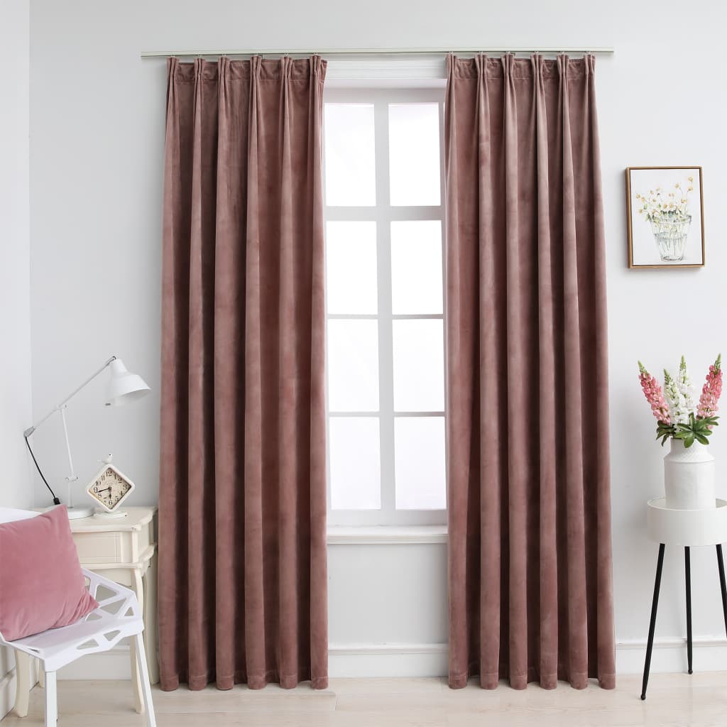 VIDAXL -Vorhänge Blackout 2 STs mit Haken 140x175 cm Velvet Pink