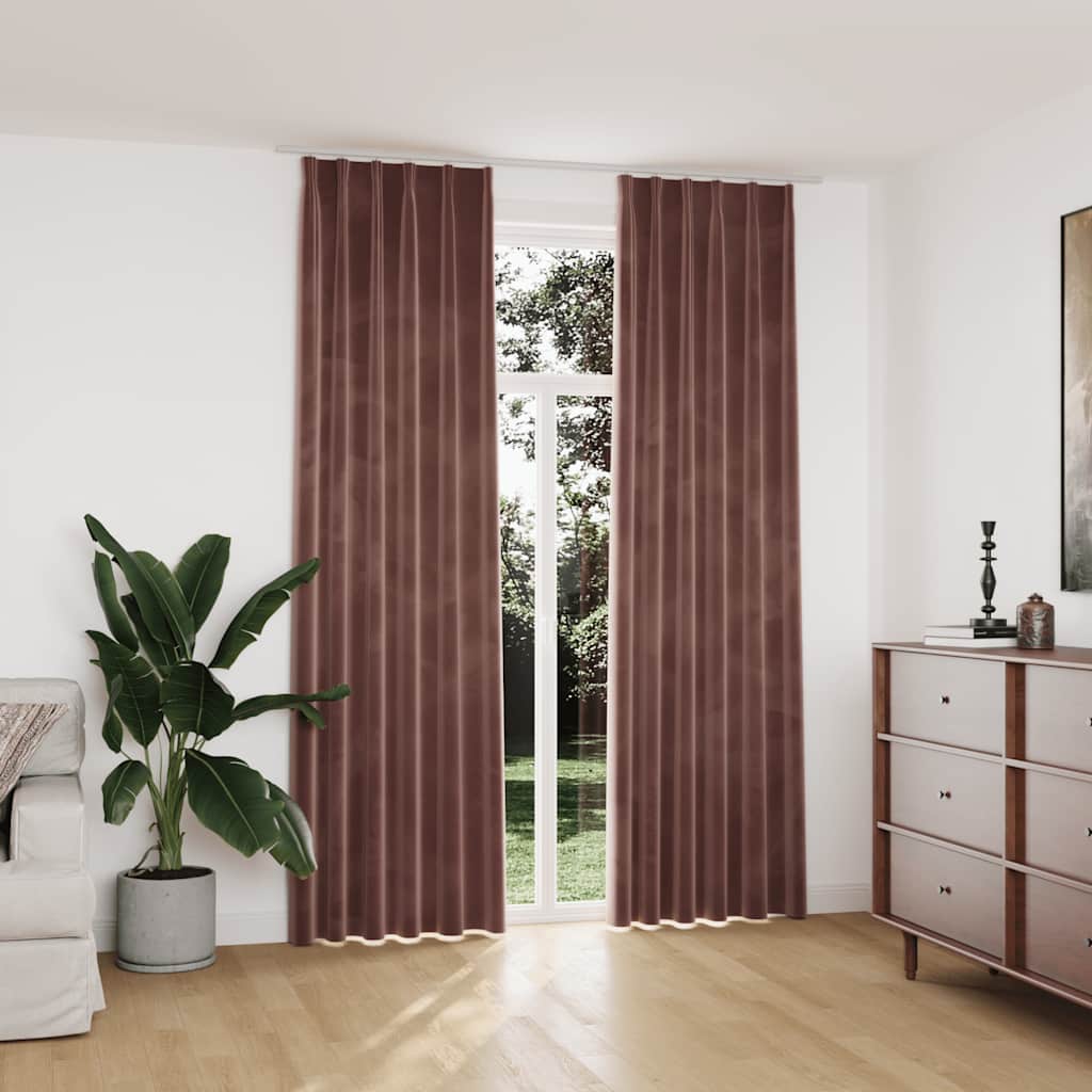 Vidaxl rideaux Blackout 2 Sts avec crochets 140x245 cm en velours rose