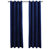 Rideau vidaxl accablant avec des anneaux 2 st 140x175 cm en velours bleu
