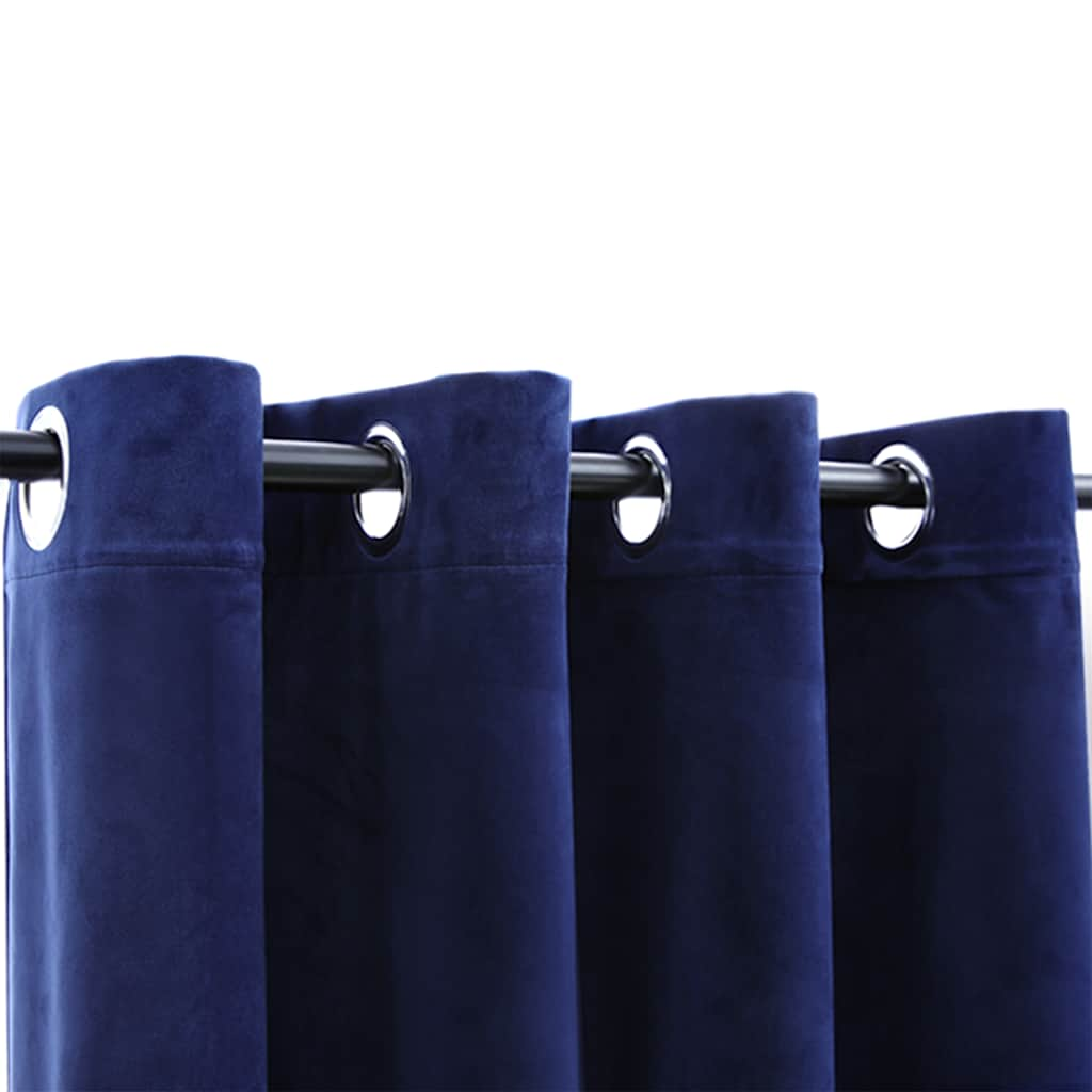 Vidaxl Curtain Blackout con anelli 2 St 140x225 cm Blue di velluto