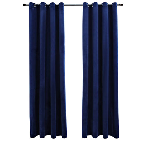 Vidaxl rideau noir avec anneaux 2 st 140x245 cm en velours bleu
