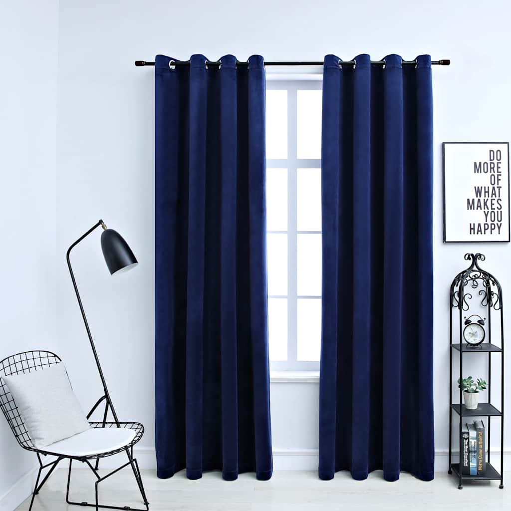 Vidaxl Curtain Blackout con anelli 2 ST 140x245 cm Blu di velluto