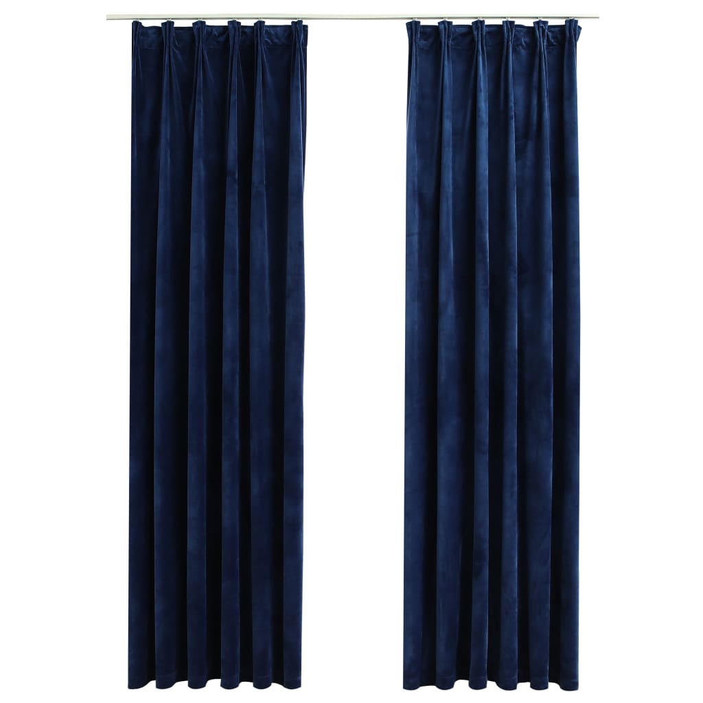 Cortinas de Vidaxl apagado 2 STS con ganchos 140x175 cm Velvet Azul