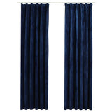 Cortinas de Vidaxl apagado 2 STS con ganchos 140x175 cm Velvet Azul