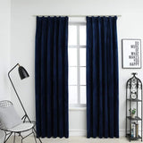 Cortinas de Vidaxl apagada 2 sts con ganchos 140x245 cm de terciopelo azul