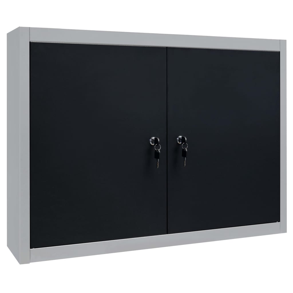 Gabinete de herramientas de Vidaxl para el metal de pared gris y negro