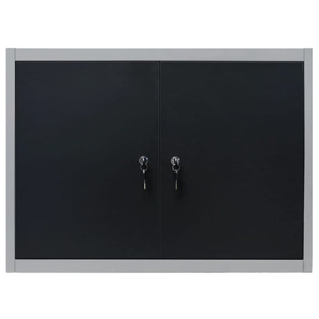 Armoire à outils Vidaxl pour le mur en métal gris et noir
