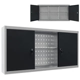 Armoire à outils Vidaxl pour le mur en métal gris et noir
