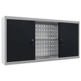 Armoire à outils Vidaxl pour le mur en métal gris et noir