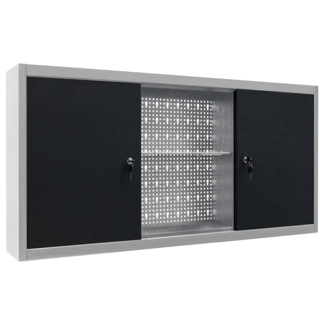 Armoire à outils Vidaxl pour le mur en métal gris et noir
