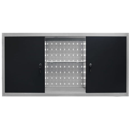 Armoire à outils Vidaxl pour le mur en métal gris et noir