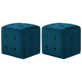 Vidaxl poef 2 st 30x30x30 cm fluweel blauw