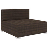 Vidaxl middenbank 1 st met kussens poly rattan bruin