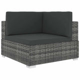 Vidaxl hoekbank 1 st met kussens poly rattan grijs