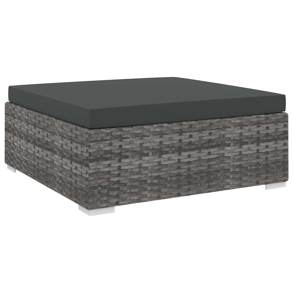 Vidaxl voetensteun 1 st met kussen poly rattan grijs