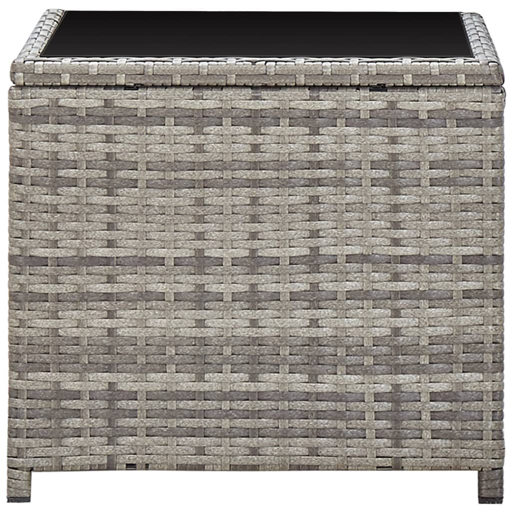 Vidaxl salontafel 45x45x40 cm poly rattan en glas grijs