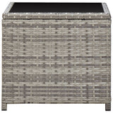Vidaxl salontafel 45x45x40 cm poly rattan en glas grijs
