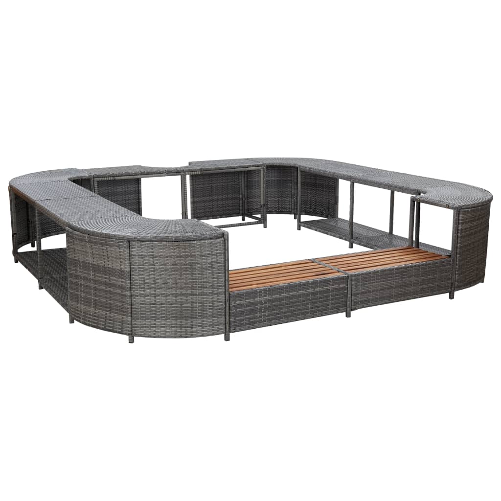 VIDAXL SPA-OMBOUW Square 268x268x55 cm Poly Rattan Grau