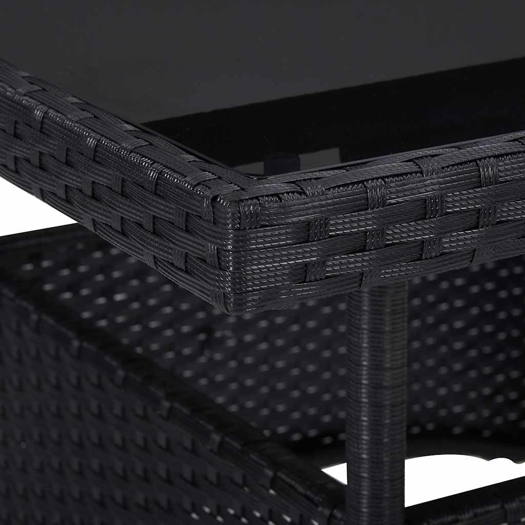 Vidaxl tuintafel poly rattan en glas zwart