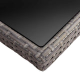 Vidaxl tuintafel poly rattan en glas grijs