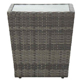 Vidaxl theetafel 41,5x41,5x43 cm poly rattan en gehard glas grijs