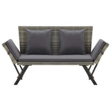 Vidaxl tuinbank met kussens 176 cm poly rattan grijs