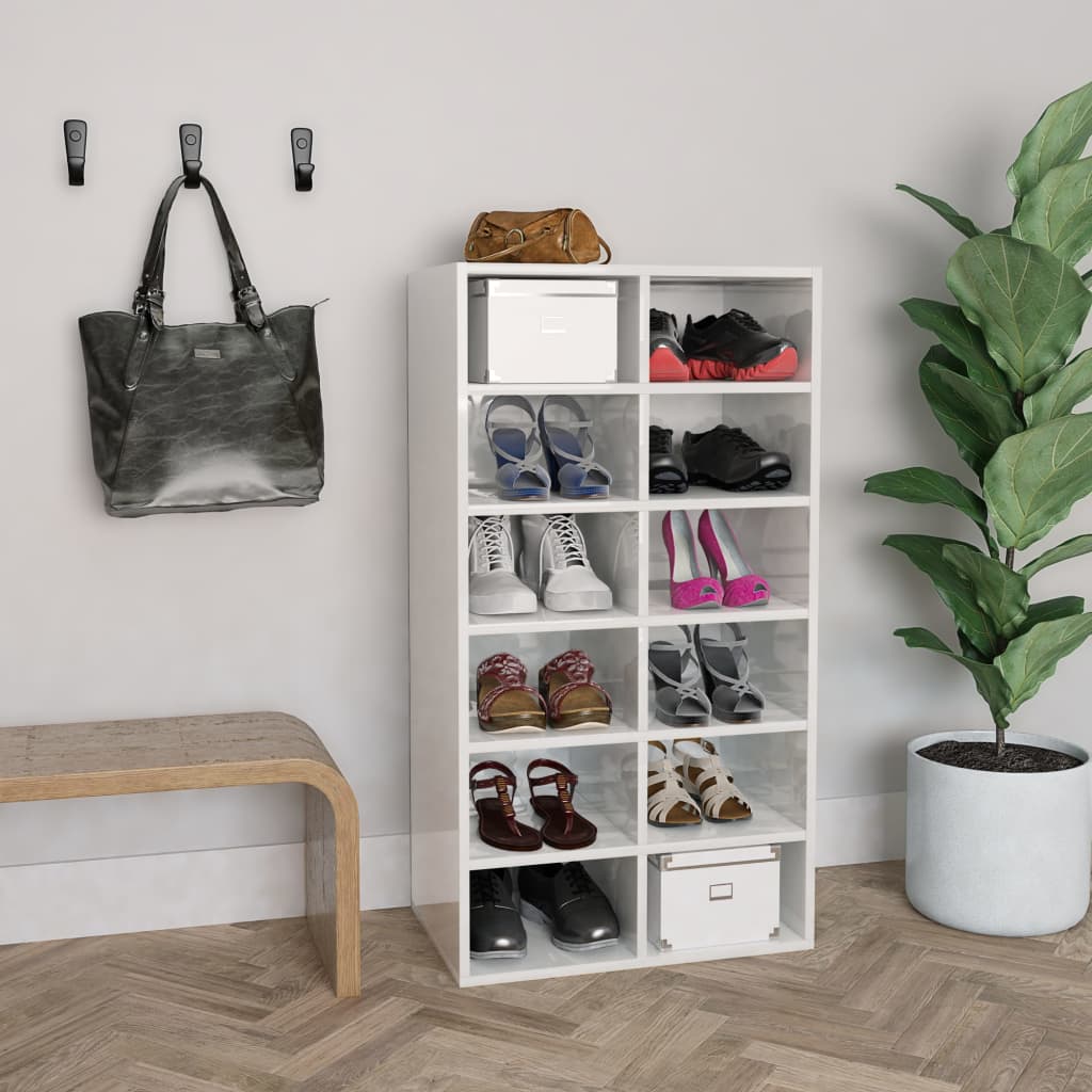 VidaXL shoe rack 54x34x100.5 cm processed wood high -gloss white