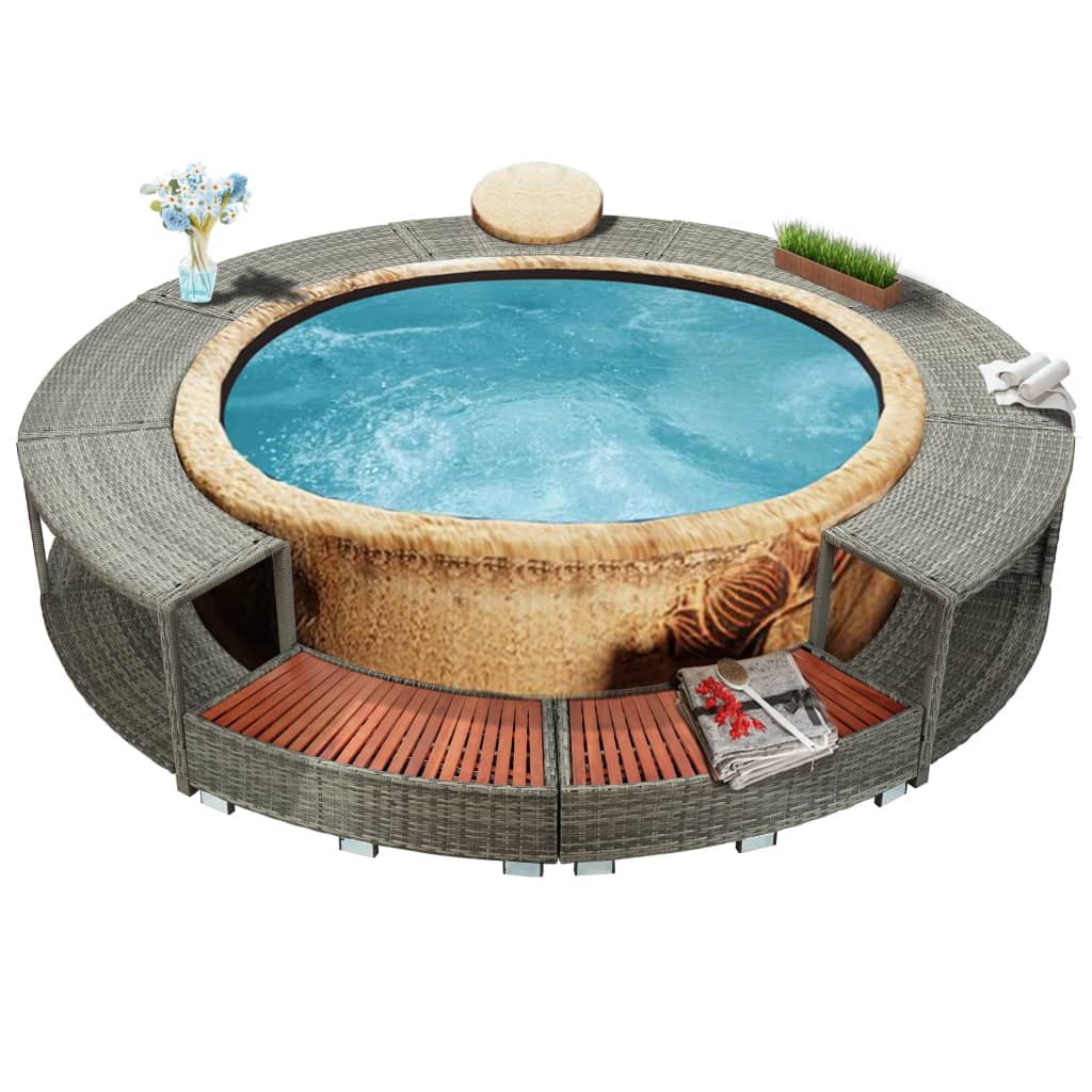 Vidaxl Hottub-ibouw Poly Rattan Gray