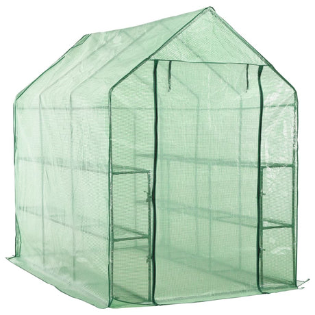 Vidaxl Walk -in Greenhouse avec 12 étagères 143x214x196 cm en acier