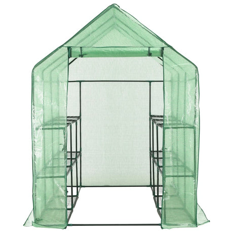 Vidaxl Walk -in Greenhouse avec 12 étagères 143x214x196 cm en acier