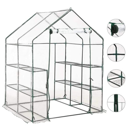 Vidaxl tuinkas avec 8 étagères 143x143x195 cm