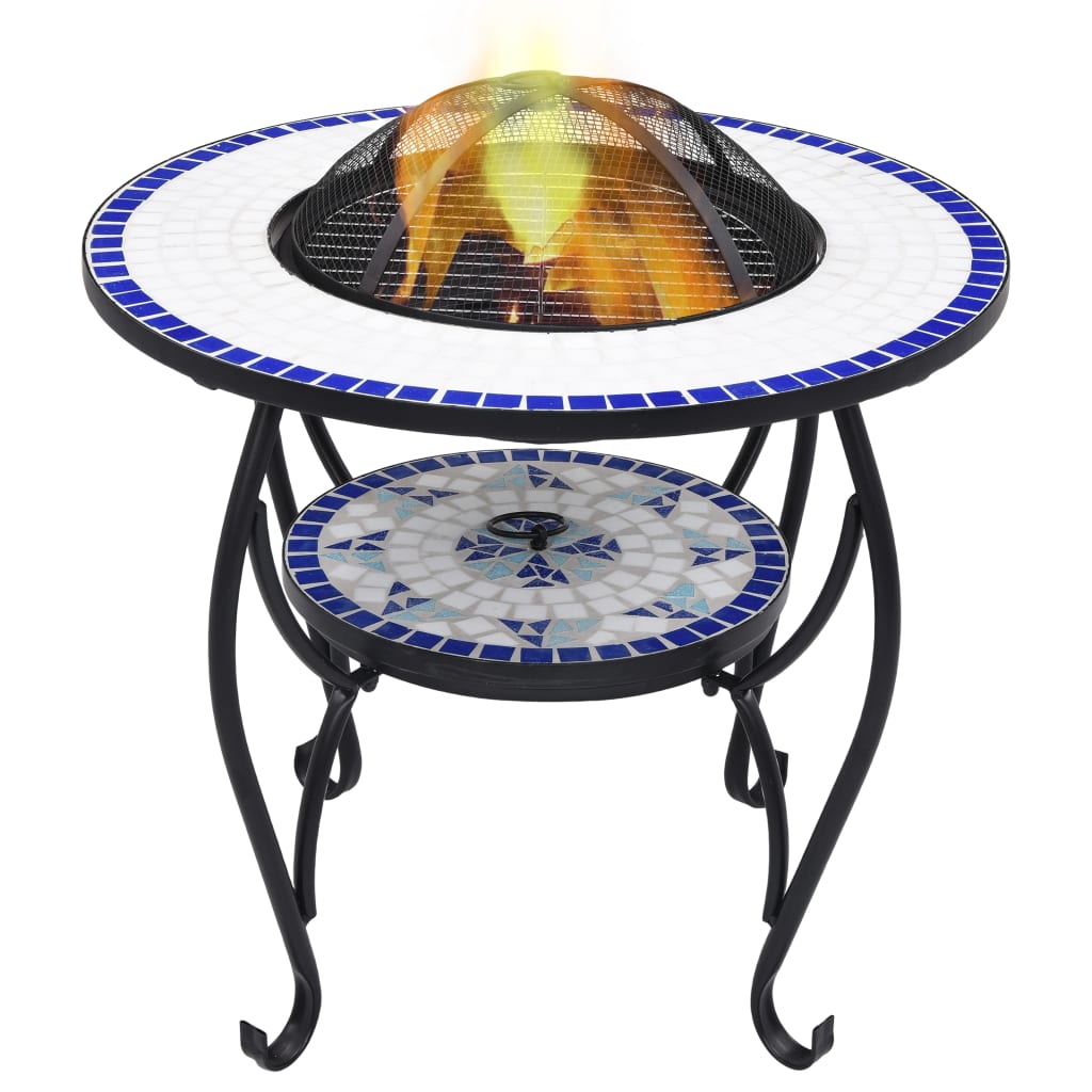 Vidaxl Fire table mosaic 68 cm ceramic blue and white