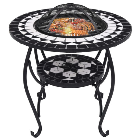 Vidaxl Fire Table Mosaic 68 cm Céramique noir et blanc