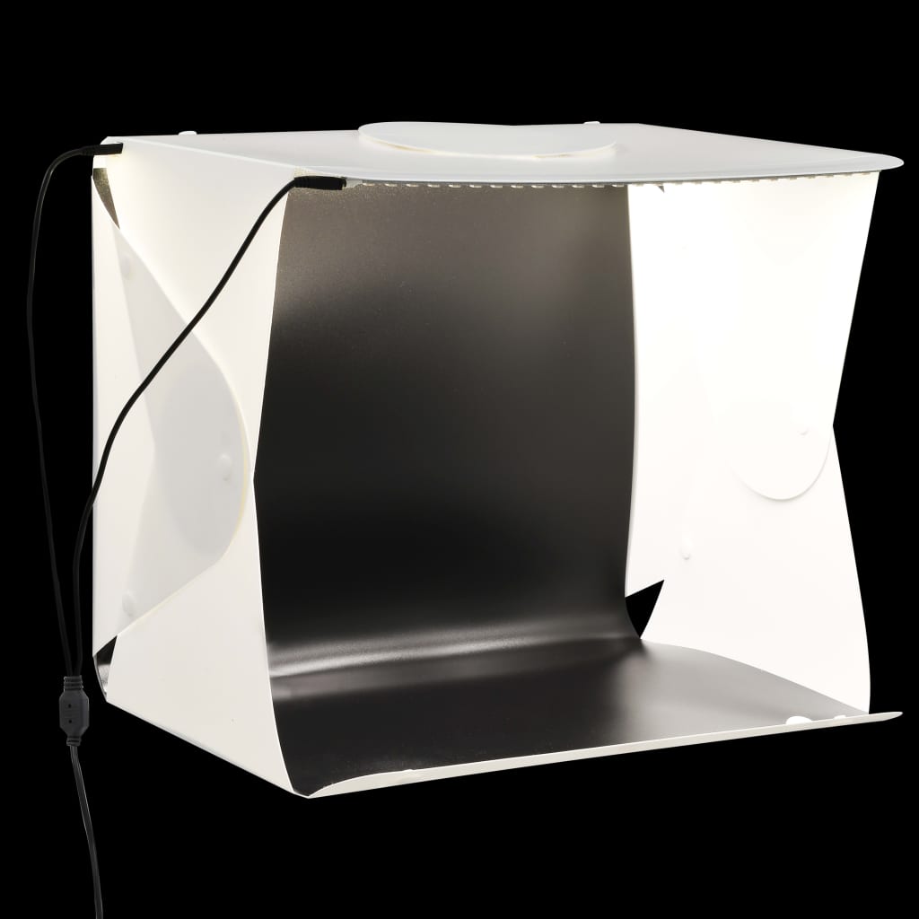 Caja de grabadora de fotos de Vidaxl con LED plegable 40x34x37 cm de plástico blanco