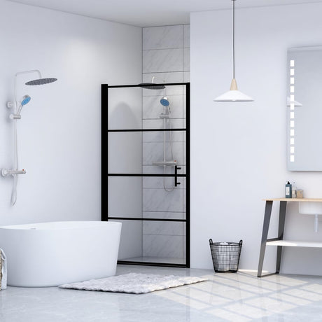 Porte de douche vidaxl 81x195 cm en verre durci noir