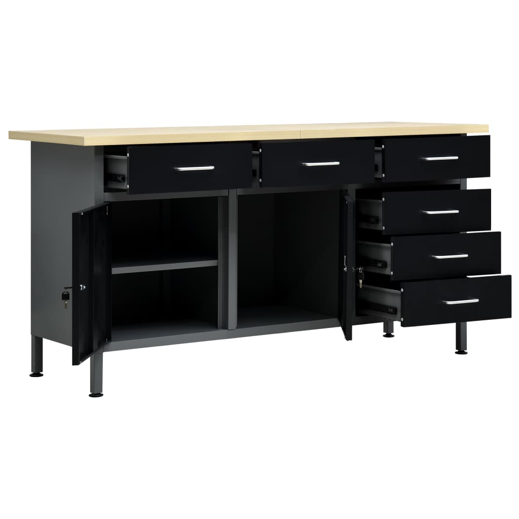 Vidaxl Workbench 160x60x85 cm Stahlschwarz