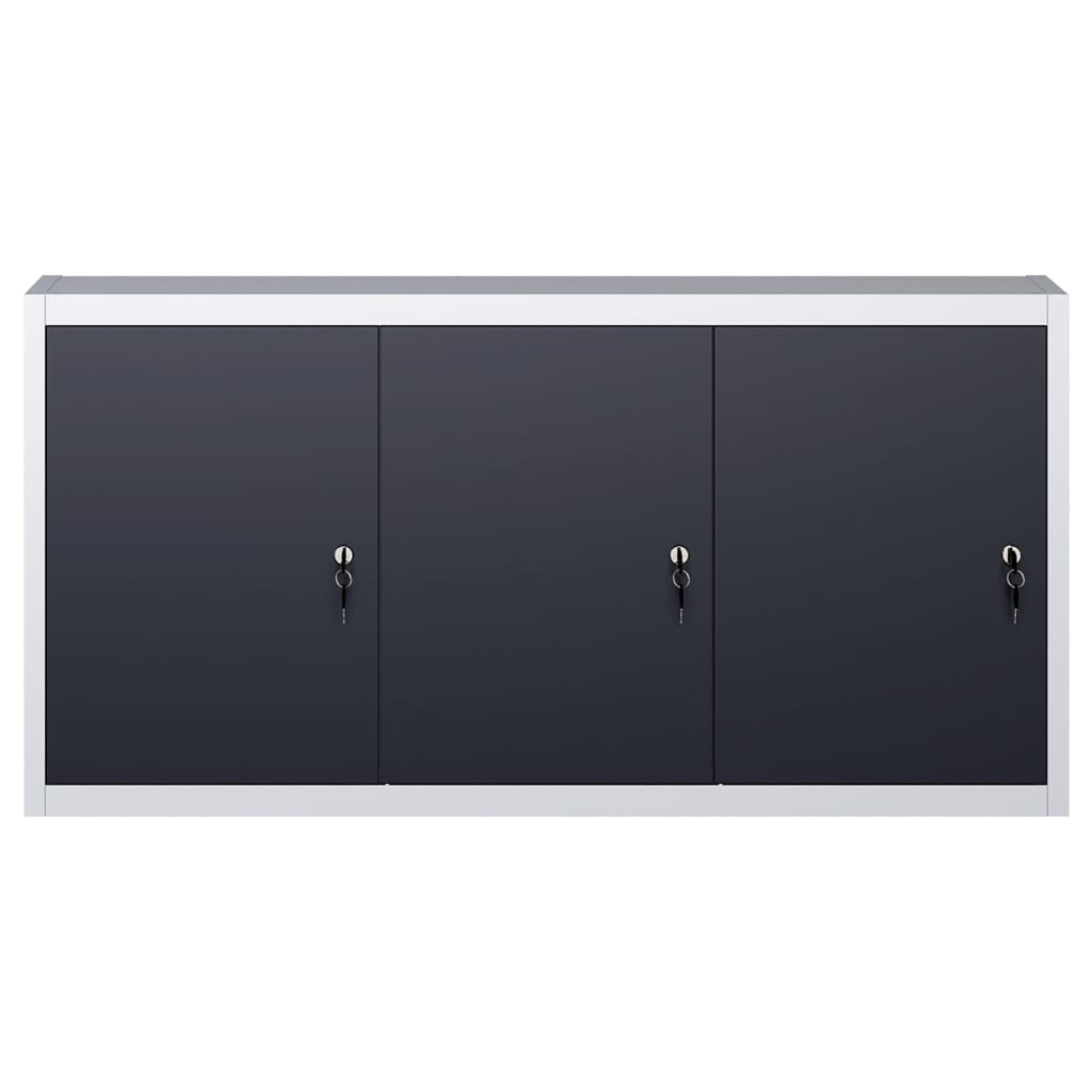 Armoire à outils Vidaxl pour le mur en métal gris et noir