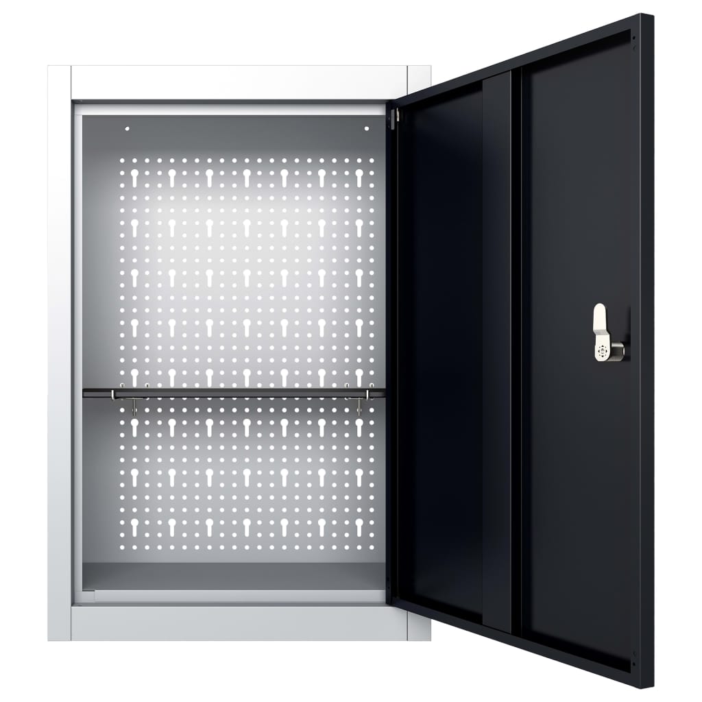 Vidaxl tool cabinet for the wall metal gray and black