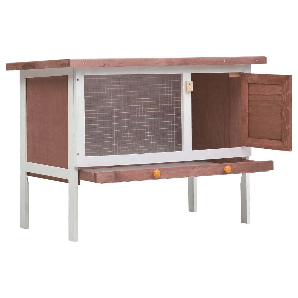 Vidaxl Rabbit hutch for outside with 1 floor of wood brown