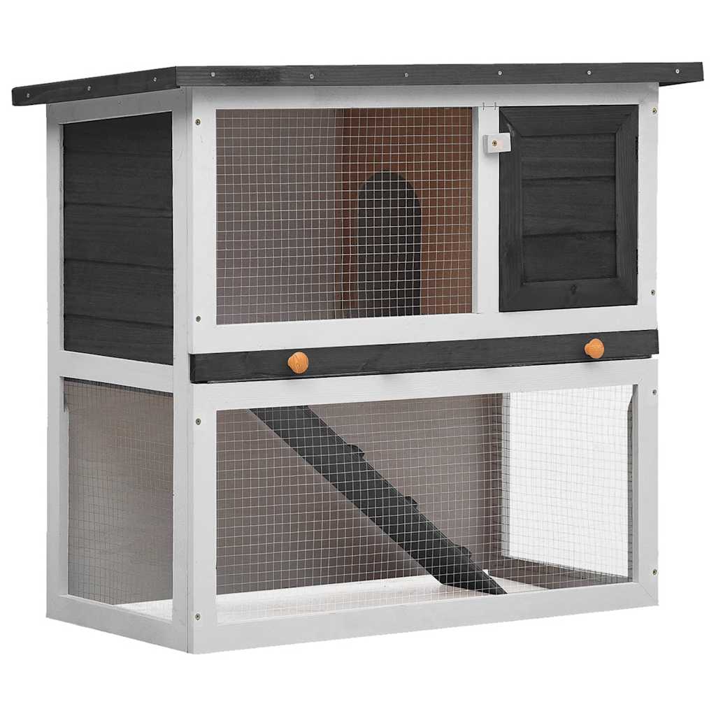 Vidaxl Rabbit Hutch pour l'extérieur avec 1 porte en bois gris