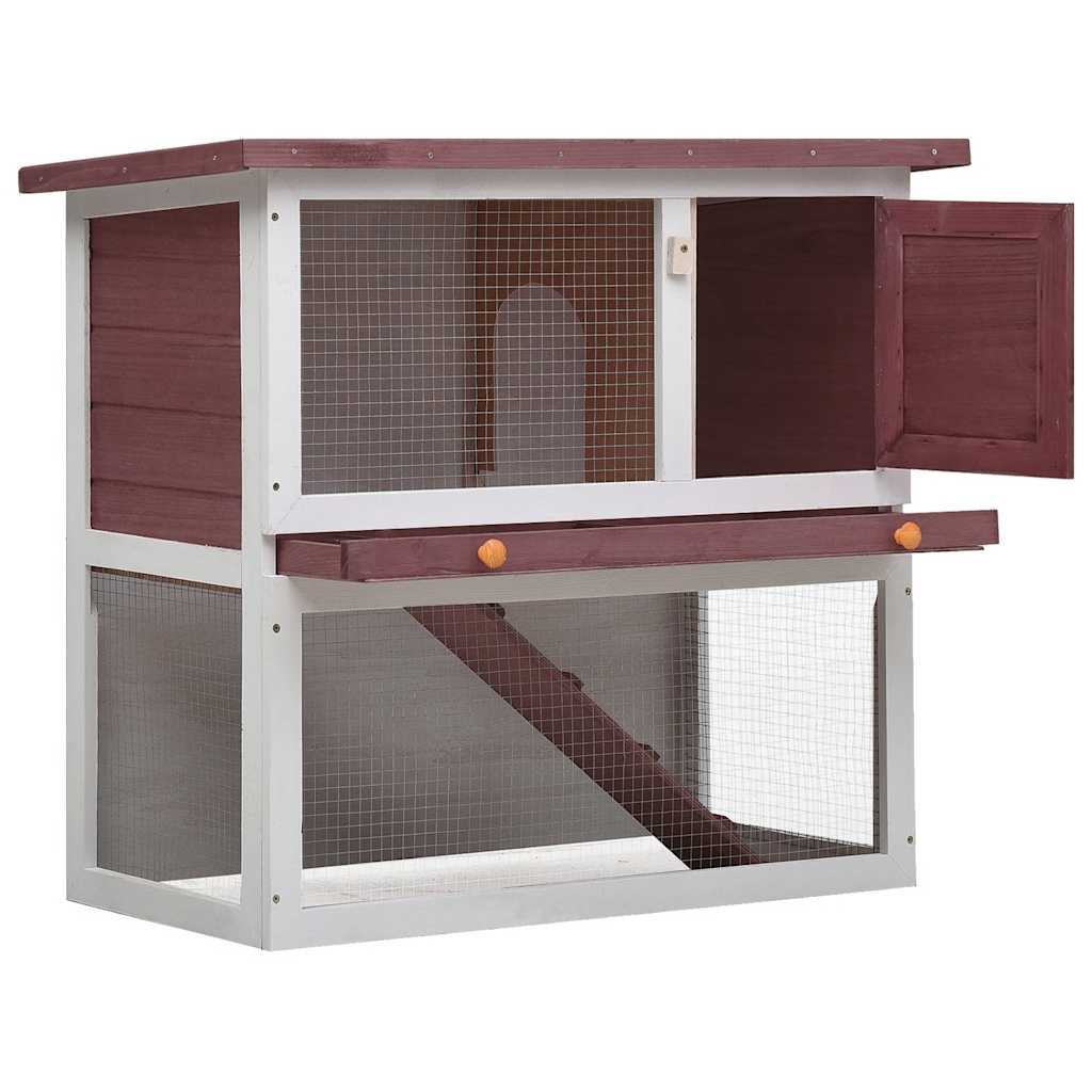 Vidaxl Rabbit Hutch pour l'extérieur avec 1 porte en bois brun