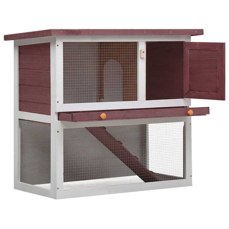 Vidaxl Rabbit Hutch pour l'extérieur avec 1 porte en bois brun