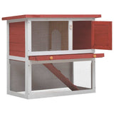 Vidaxl lapin Hutch pour l'extérieur avec 1 porte en bois rouge