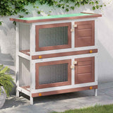 Vidaxl Rabbit Hutch pour l'extérieur avec 4 portes en bois marron en bois