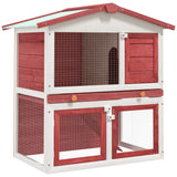 Vidaxl lapin huche pour l'extérieur avec 3 portes en bois rouge