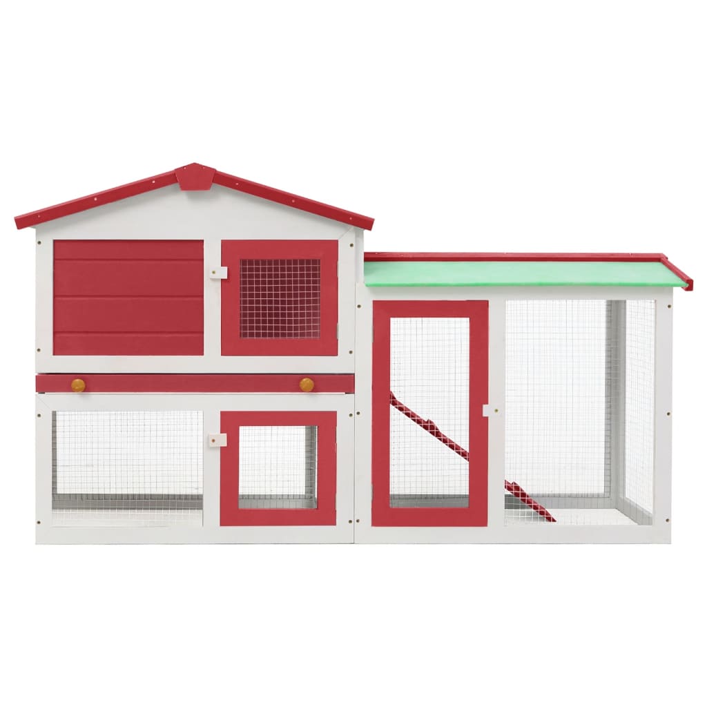 Vidaxl Rabbit Hutch pour extérieur grand 145x45x84 cm en bois rouge et blanc