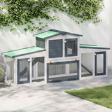 Vidaxl Rabbit Hutch pour extérieur grand 204x45x85 cm en bois gris et blanc