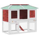 Vidaxl lapin loft deux étages de rouge en bois