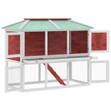 Vidaxl lapin loft deux étages de rouge en bois
